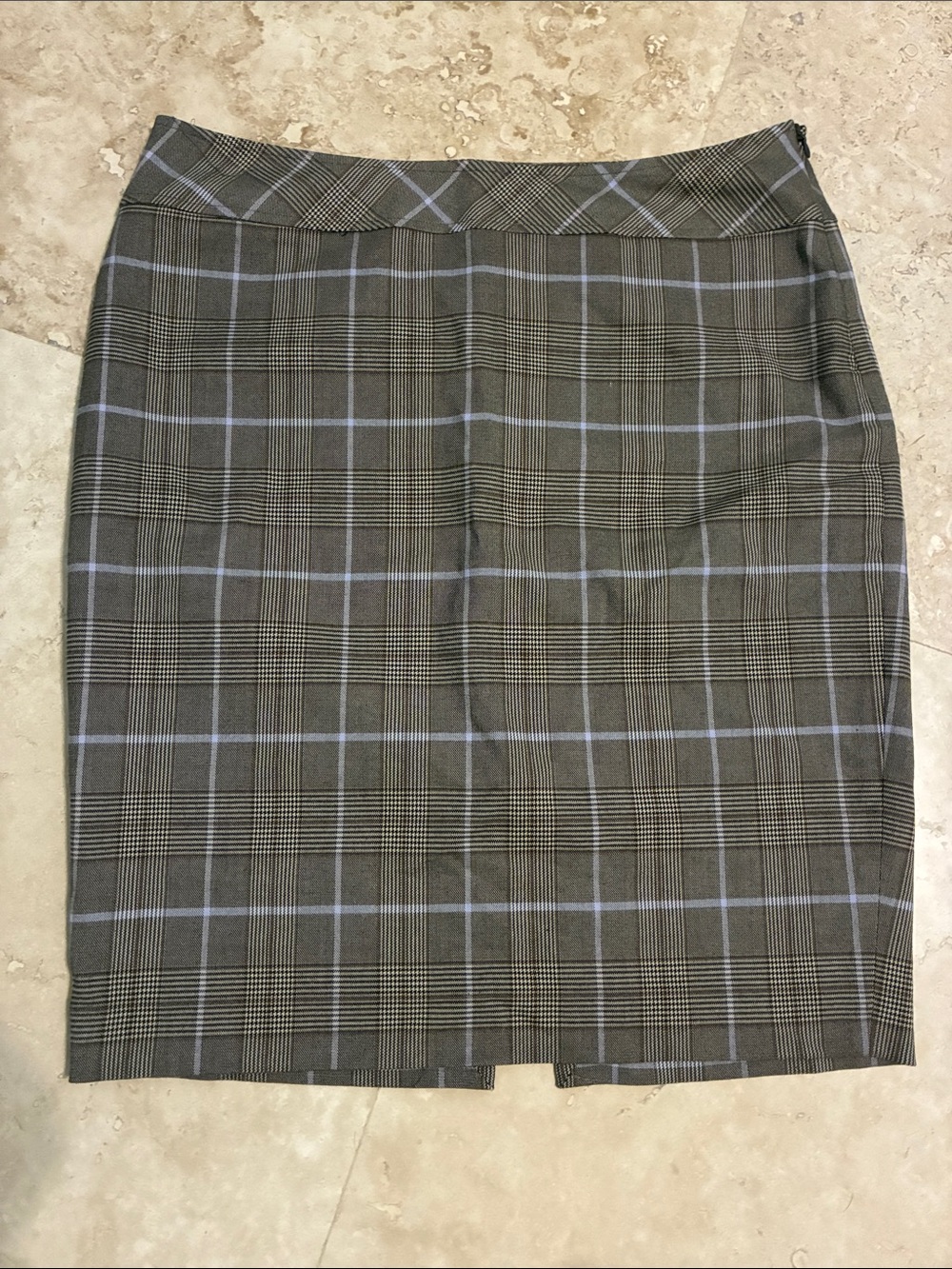 The Limited Brown Plaid Pencil Skirt w/lavender Windowpane
